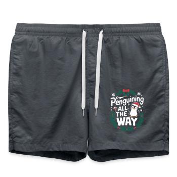 Penguin Christmas Penguining All The Way - Swim Trunks - anthracite - Front - AI Model Male 185 light (185cm)