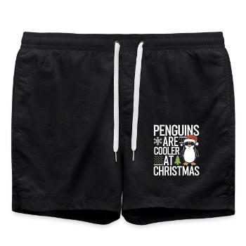 Les pingouins sont plus frais à Noël - Short de bain - noir - Devant - AI Model Male 185 light (185cm)