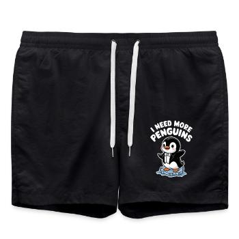 I need more penguins funny penguin - Swim Trunks - black - Front - AI Model Male 185 light (185cm)