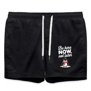 Sois ici maintenant, pas pingouin plus tard - Short de bain - noir - Devant - AI Model Male 185 light (185cm)