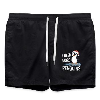 I Need More Penguins Funny Christmas - Swim Trunks - black - Front - AI Model Male 185 light (185cm)