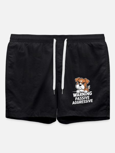 Warning Passive Aggressive Dog - Swim Trunks - black