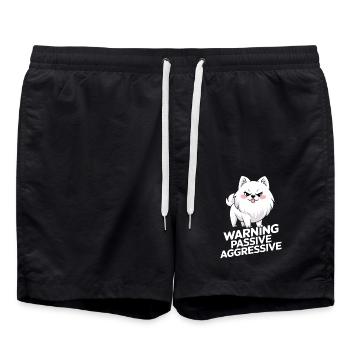 Caution Passive Aggressive Cute Dog - Swim Trunks - black - Front - AI Model Male 185 light (185cm)