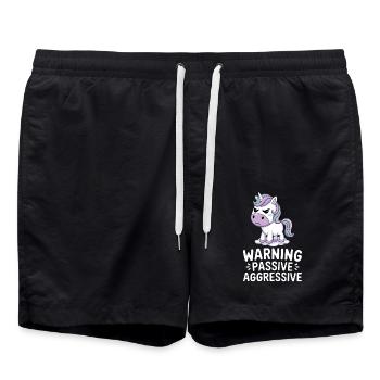 Caution Passive Aggressive Unicorn Cartoon - Swim Trunks - black - Front - AI Model Male 185 light (185cm)