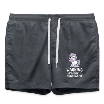 Attention passif agressif licorne dessin animé - Short de bain - charbon - Devant - AI Model Male 185 light (185cm)