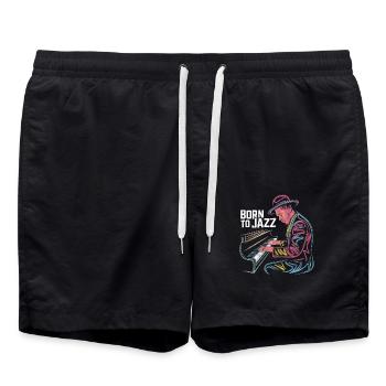 Born To Jazz: Meisterhafte Klavierkunst - Badeshorts - Schwarz - Vorne - AI Model Male 185 light (185cm)