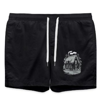 Maison Cottagecore Sombre Dans Les Bois Avec Des Lapins - Short de bain - noir - Devant - AI Model Male 185 light (185cm)