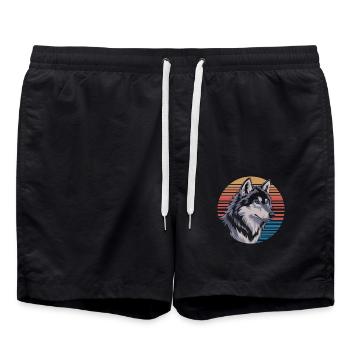 Loup majestueux avant le coucher du soleil - Short de bain - noir - Devant - AI Model Male 185 light (185cm)