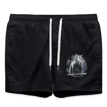 Impressionnant ours dans la forêt motif de la nature - Short de bain - noir - Devant - AI Model Male 185 light (185cm)
