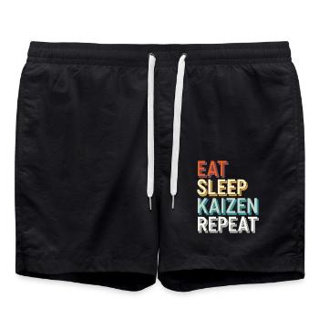 Eat Sleep Kaizen Improvement Repeat Motivation - Swim Trunks - black - Front - AI Model Male 185 light (185cm)
