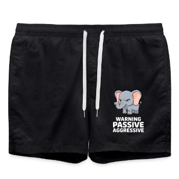 Warning Passive Aggressive Lustiger Elefant - Badeshorts - Schwarz - Vorne - AI Model Male 185 light (185cm)
