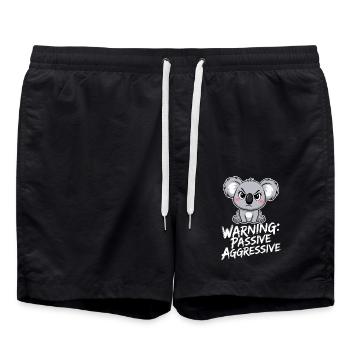 Warning: Passive-Aggressive Koala Drawing - Swim Trunks - black - Front - AI Model Male 185 light (185cm)