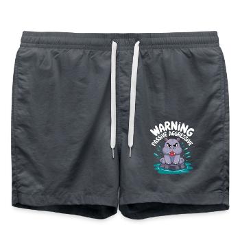 Beware of passive aggressive hippopotamus - Swim Trunks - anthracite - Front - AI Model Male 185 light (185cm)