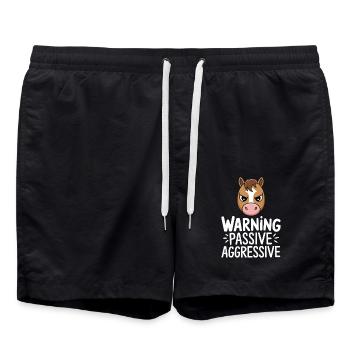 Avertissement Cheval de dessin animé passif agressif - Short de bain - noir - Devant - AI Model Male 185 light (185cm)