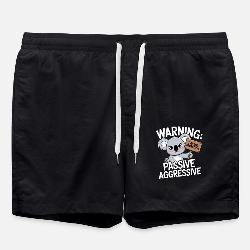 Warning: Passive Aggressive Koala - Swim Trunks - black