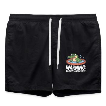 Warning: Passive Aggressive Krokodil Spaß - Badeshorts - Schwarz - Vorne - AI Model Male 185 light (185cm)