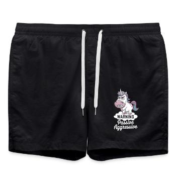 Avertissement Licorne passive agressive - Short de bain - noir - Devant - AI Model Male 185 light (185cm)