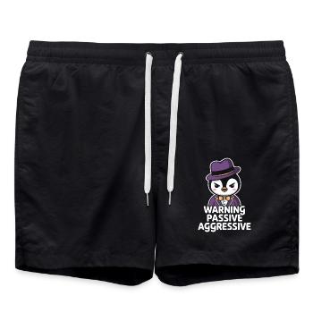 Warning Passive Aggressive Penguin Outfit With Hat - Swim Trunks - black - Front - AI Model Male 185 light (185cm)