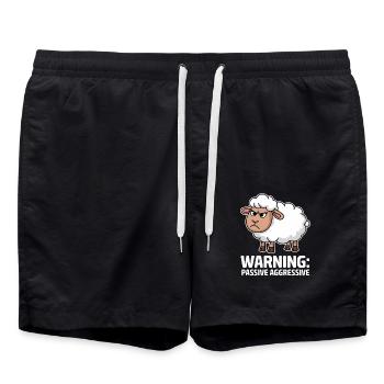 Attention: Passive-aggressive sheep - Swim Trunks - black - Front - AI Model Male 185 light (185cm)