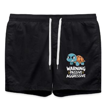 Warning Passive Aggressive Turtle Graphics - Swim Trunks - black - Front - AI Model Male 185 light (185cm)
