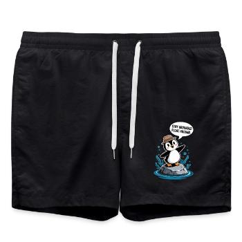 Bleib Geerdet Schwebe Umher Pinguin - Badeshorts - Schwarz - Vorne - AI Model Male 185 light (185cm)