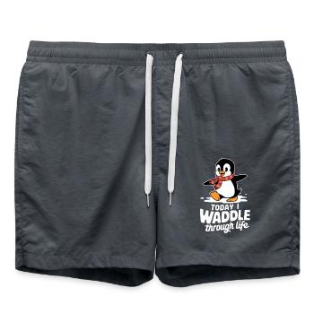 Today I'm waddling through life Penguin - Swim Trunks - anthracite - Front - AI Model Male 185 light (185cm)