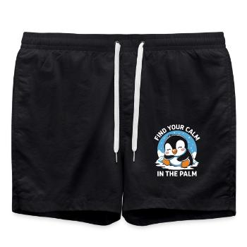 Trouvez votre paix en main avec un pingouin mignon - Short de bain - noir - Devant - AI Model Male 185 light (185cm)