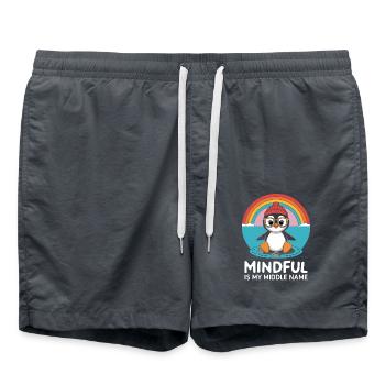 Mindfulness is my middle name Penguin - Swim Trunks - anthracite - Front - AI Model Male 185 light (185cm)