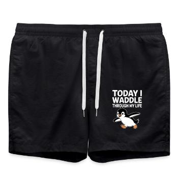 Today I'm waddling through my life with Penguin - Swim Trunks - black - Front - AI Model Male 185 light (185cm)