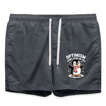 Optimism looks good on you Penguin Winter - Swim Trunks - anthracite - Front - AI Model Male 185 light (185cm)