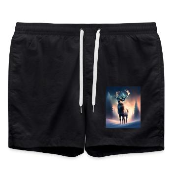 Majestic reindeer - Swim Trunks - black - Front - AI Model Male 185 light (185cm)