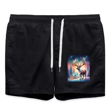 Village du Père Noël rennes - Short de bain - noir - Devant - AI Model Male 185 light (185cm)