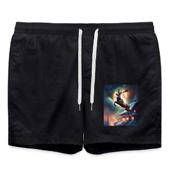 Le renne de Noël du Père Noël - Short de bain - noir - Devant - AI Model Male 185 light (185cm)