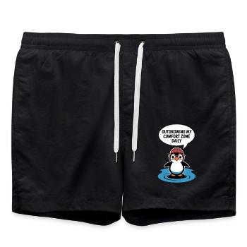 Wachse Täglich Über Mich Hinaus Mit Pinguin - Badeshorts - Schwarz - Vorne - AI Model Male 185 light (185cm)