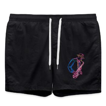 Saxophoniste de jazz au style rétro - Short de bain - noir - Devant - AI Model Male 185 light (185cm)
