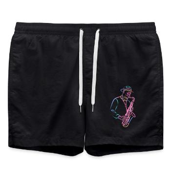 Saxophoniste de jazz passionné - Short de bain - noir - Devant - AI Model Male 185 light (185cm)