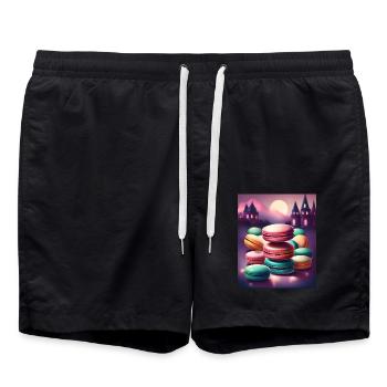 Superbes macarons à la meringue - Short de bain - noir - Devant - AI Model Male 185 light (185cm)