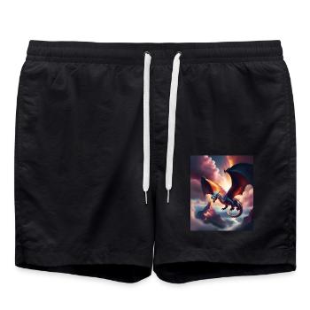Dragon volant au-dessus des montagnes - Short de bain - noir - Devant - AI Model Male 185 light (185cm)