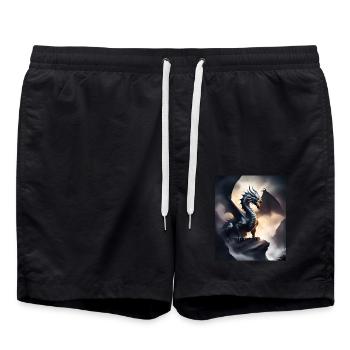dragon de l’ombre sombre - Short de bain - noir - Devant - AI Model Male 185 light (185cm)