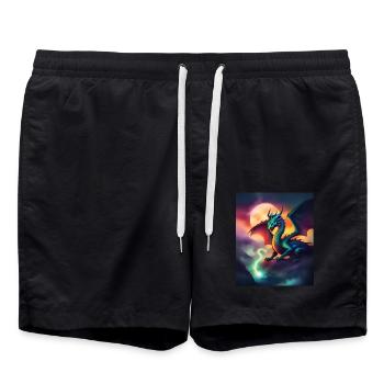 Magischer Drache - Badeshorts - Schwarz - Vorne - AI Model Male 185 light (185cm)