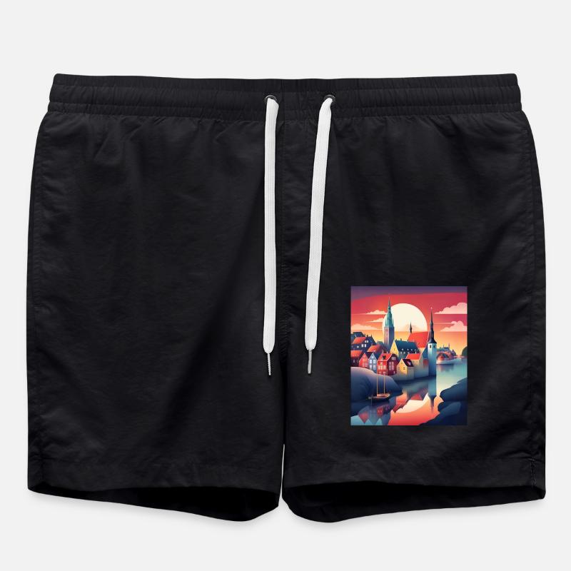 Die Stadt Dänemark - Badeshorts - Schwarz