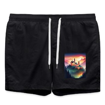 Wunderschöne rumänische Burg - Badeshorts - Schwarz - Vorne - AI Model Male 185 light (185cm)