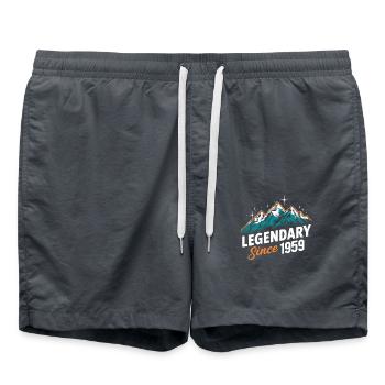 Legendary Since 1959 Hiker's Birthday Mountain Hiking - Swim Trunks - anthracite - Front - AI Model Male 185 light (185cm)