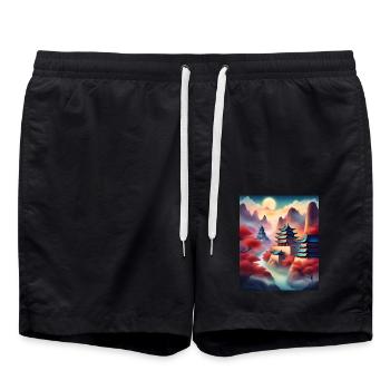 Impressionnantes forteresses japonaises - Short de bain - noir - Devant - AI Model Male 185 light (185cm)