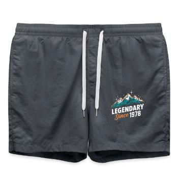 Legendär Seit 1978 Wanderer Geburtstag Bergwandern - Badeshorts - Anthrazit - Vorne - AI Model Male 185 light (185cm)