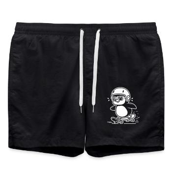 Cooler Pinguin Skater mit Helm und Sonnenbrille - Badeshorts - Schwarz - Vorne - AI Model Male 185 light (185cm)