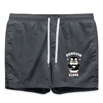 Penguin Clerk Funny Cute Glasses - Swim Trunks - anthracite - Front - AI Model Male 185 light (185cm)