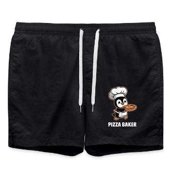 Pizza Baker Penguin Funny Chef - Swim Trunks - black - Front - AI Model Male 185 light (185cm)