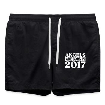 Engel Geboren Im Jahr 2017 Geburtstag - Badeshorts - Schwarz - Vorne - AI Model Male 185 light (185cm)