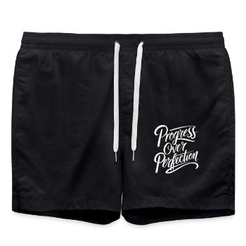Progress before perfection Motivation - Swim Trunks - black - Front - AI Model Male 185 light (185cm)